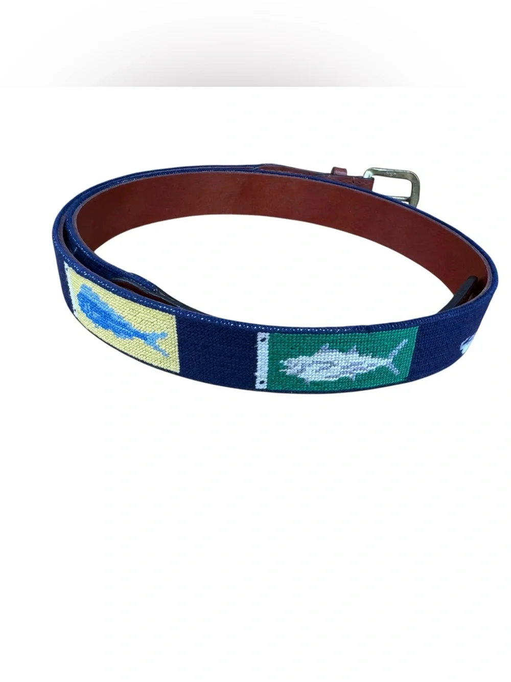 Smathers And Branson Sportfishing Needlepoint Belt - Navy 40